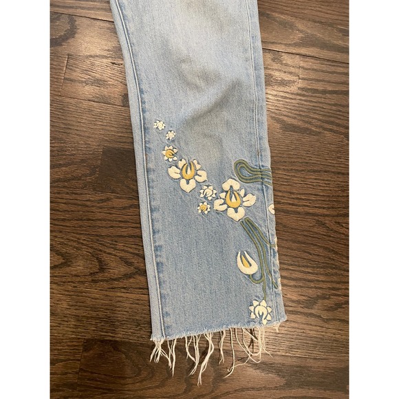 Madewell The Perfect Vintage Jean Yellow White Floral Embroidered 24 - Picture 5 of 6